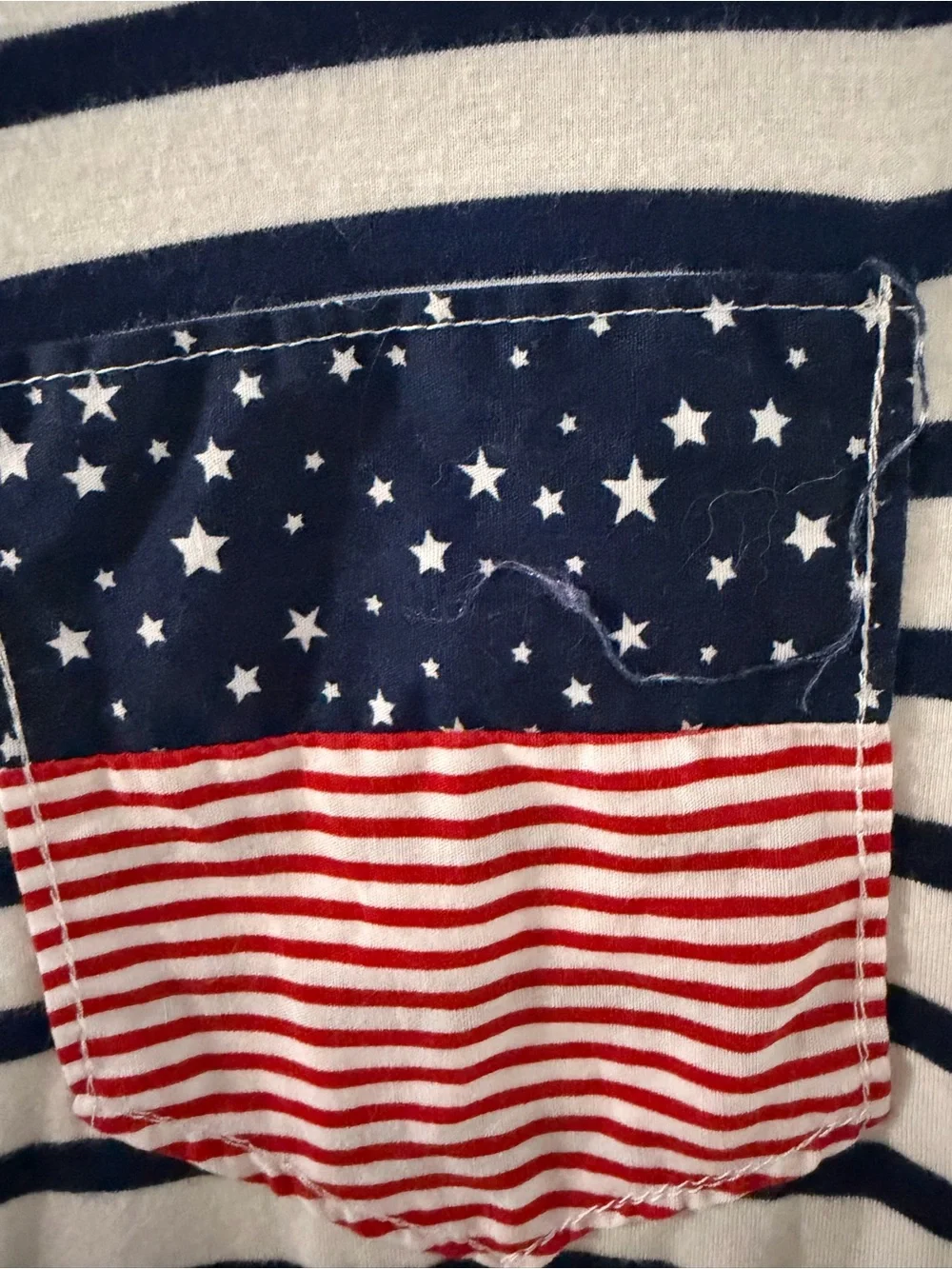 Ing Navy & White Striped Peplum Tee with Flag Pocket